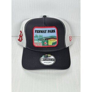 New Era 9FORTY Red Sox Fenway Park Patch A-Frame Adjustable Trucker Hat Cap OSFM